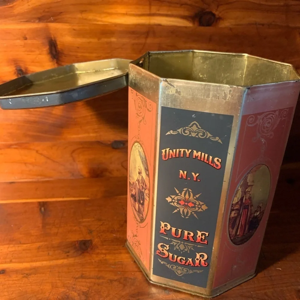 Vintage 90’s Tin J.R. Anthorn & Co. Unity Mills, NY Pure Sugar Made in ENGLAND